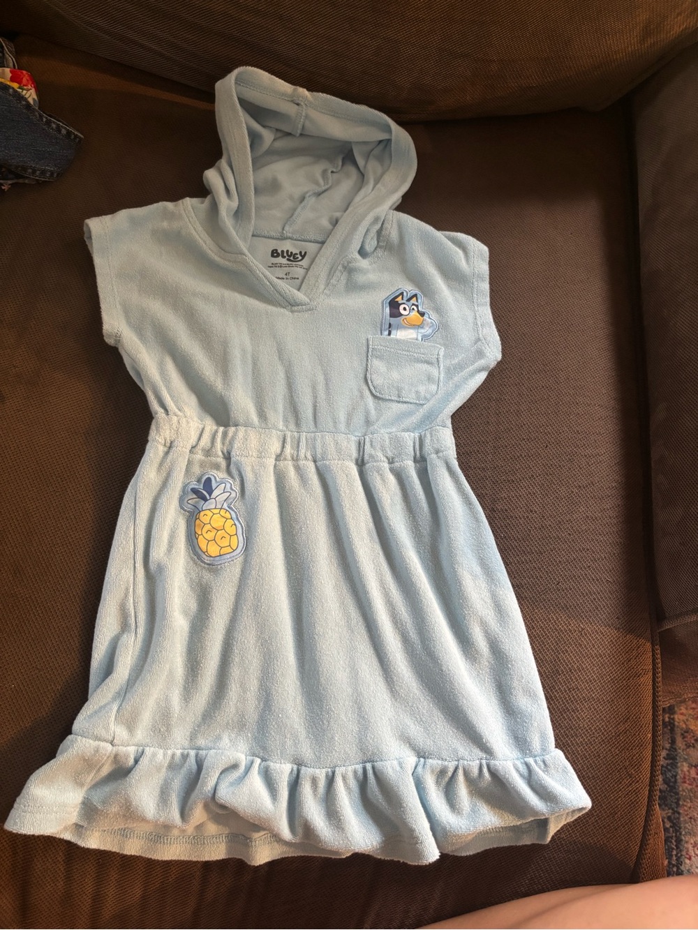 Bluey Light Blue Hooded Towel Terry Dress